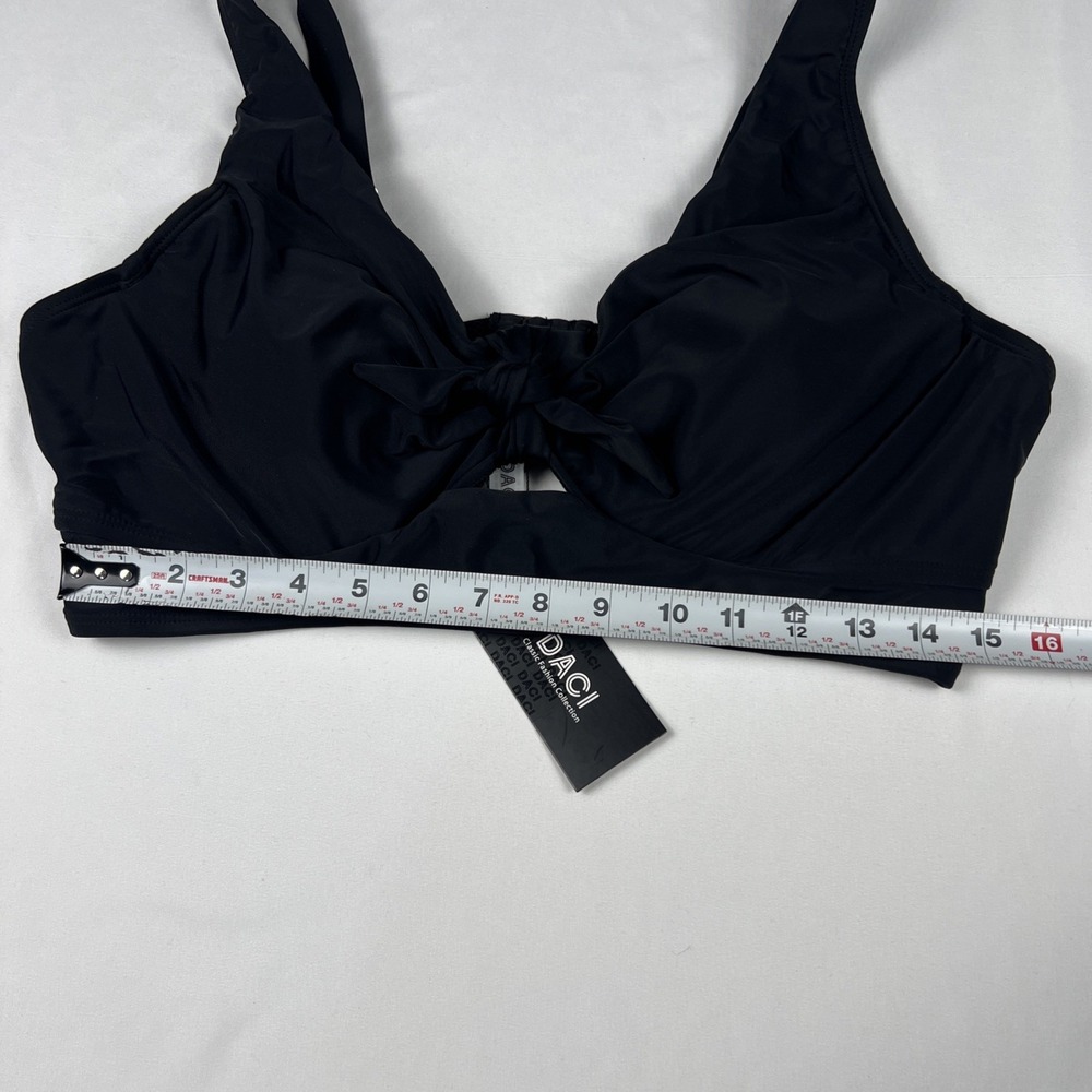Daci Womens Plus Size 14W Black Tie Front Underwire Bikini Top New With Tags - Picture 2 of 6